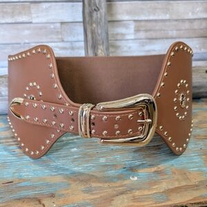 New PPU Leather Wide With Stretch Band Studded Belt